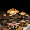 Abajur Criativo de Palha de Rattan Chapéu de Palha Retrô Restaurante Japonês Personalizado Restaurante de Hot Pot Arte em Rattan Pousada Sudeste Asiático Lustre de Bambu