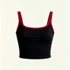 Conjunto de yoga de alça color block de verão para mulheres, top curto justo com saia-calça esportiva plissada anti-exposição