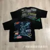 Camiseta Rara de Paz Marca de Moda Callejera Americana Talla Grande Oversize Camiseta de Manga Corta con Pedrería Verano