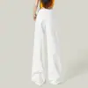 Jeans Blancos de Tiro Alto de Pierna Ancha Populares de Este Año para Mujer en Verano Nuevos Sueltos Adelgazantes con Caída Rectos de Longitud Completa