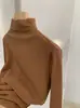KEKEZOON Mousse Cachemir Cuello Alto Ajustado Camiseta Base para Mujer Manga Larga Ropa Interior Color Sólido Adelgazante Top Pequeño 9338