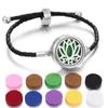 Pulseira de Óleo Essencial de Aromaterapia de Venda Quente Transfronteiriça Liga Difusor de Perfume Pulseira Corda Pulseira de Couro Preto para Homens e Mulheres
