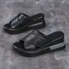 Sandalias de cuña con plataforma gruesa estilo coreano para mujer, para uso exterior en verano 2026, sin espalda, con una sola tira y hebilla, tacones altos para mujer, adelgazantes