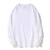 Camiseta de manga comprida lisa estilo japonês de algodão puro pesado masculina para primavera e outono, camiseta básica solta, suéter de gola redonda, camiseta interna branca de marca de moda t