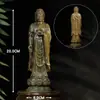 Estatua de Buda de Pie y Flor de Loto Tallada de Sándalo Rojo y Sándalo Verde, con el Buda Vairocana, Pixiu y Madera de Cuerno de Rinoceronte, como Adornos Decorativos