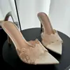 Zapatillas de Tacón Alto con Punta Fina, Tacón de Aguja, Encaje, Estilo Europeo y Americano, Color Champaña, Sandalias de Moda para Exteriores, con una Correa, Verano 2026