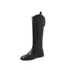 Talla grande 40-42, alargadoras de pierna, corte en V recto, botas de jinete, colección otoño/invierno 2026, tacón bajo grueso, punta redonda, gamuza, botas largas de tubo alto para mujer