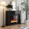Chimenea Decorativa de Gabinete Estilo Francés con Llama Simulada para Sala de Estar, Chimenea Electrónica Atomizada, Atmósfera de Fondo para Transmisiones en Vivo, Gabinete Vintage para Entrada