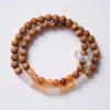 Pulsera de Bambú Natural con Nudos y Sándalo Verde Estilo Chino Nuevo Madera Sándalo Juego Cultural Doble Círculo Pulsera Jugable Templo Cultural Creativo Al por Mayor