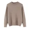 Ins estilo europeu e americano 2026 nova moda temperamento feminino atacado para o dia a dia gola redonda cor sólida suéter pulôver solto