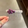 Peine para el Cabello con Flor de Lana Morada Estilo Nuevo 2026, Accesorio para el Cabello de Moda de Gama Alta y Elegante, Pasador Simple y Versátil para Mujer