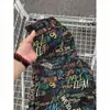 Shorts de Graffiti con Estampado de Alfabeto para Hombre, Corte Recto Estilo High Street Americano, Calidad Original para Verano, Perfectos para Escenas de Playa