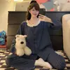 Pijama Extra Grande para Mujer Primavera y Otoño Nuevo Lindo Dibujo Animado Dálmata Nube Algodón Manga Larga Delgado Conjunto de Ropa para el Hogar