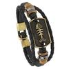 Pulseira de Couro Masculina Transfronteiriça Europeia e Americana Estilo Punk Pulseira Espinha de Peixe Acessórios Pulseira com Fivela de Contas Outlet de Fábrica