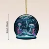 7 piezas bola de vidrio de esponja colgante de madera regalo creativo de vacaciones serie oceánica decoración de árbol de Navidad fiesta colgante