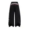 Directo del fabricante: Pantalones casuales holgados con estampado de letras retro americano para mujer, nuevo estilo de otoño, pantalones casuales y versátiles de largo hasta el suelo, estilo ins
