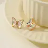 Set de Aretes, Collar, Anillo y Pulsera de Cristal con Diamantes de Mariposa de Colores, Moda Europea y Americana Popular Transfronteriza, Elegante para Mujer