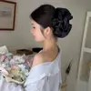 Tamaño Grande, Pinza de Tiburón Plegada de Perlas de Alta Gama para el Cabello, Pinza de Cabello de Moda para Mujer