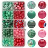 Contas redondas de doce 8MM de importação em caixa de 10 compartimentos, contas de vidro coloridas em blocos, acessórios para joias DIY, materiais para colares e pulseiras
