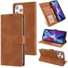 Adecuado para funda de cuero para teléfono móvil Iphone17, Funda de teléfono Samsung S26 con ranura para tarjetas, Funda tipo billetera mate con sensación de piel 16E Color puro