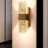 Luminária de parede para cabeceira de quarto Lengzhuo, luminária de parede de luxo leve com cristal para parede de fundo da sala de estar, luminária de parede moderna e simples, novo modelo, iluminação de parede para corredor