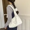 Bolso de lona con estampado floral y lunares estilo coreano, modelo nuevo 2026, de gran capacidad, versátil, para estudiantes y para ir al trabajo