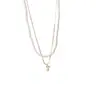 Collar de Perlas de Doble Capa con Circonita Galvanizado en Oro Real de 18 Quilates, Cadena de Suéter de Lujo Ligero de Nicho, Collar de Moda Retro Francés para Mujer