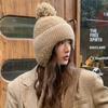 Protetores de ouvido de malha grossa forrados de lã de inverno para mulheres, chapéu Lei Feng quente e fofo para viagem, chapéu de lã casual à prova de frio para todos os tipos de combinações