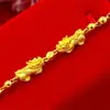 Nova Pulseira de Latão Banhado a Ouro Vietnamita Duplo Pixiu, Estilo Casal, Atacado de Fabricante de E-commerce de Transmissão ao Vivo