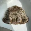 Sombrero de pescador de pelo de conejo pequeño con aspecto súper facial mejorado, sombrero de felpa para mujer, gorro de punta cálido a prueba de frío, sombrero de cubo de pelo para otoño e invierno