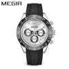 Reloj de cuarzo MEGIR Cronógrafo multifuncional Impermeable Reloj deportivo reloj Reloj para hombre 8104 Silicona