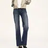 Jeans Micro Flare Retrô Feminino Cintura Média Emagrecedor Valorizador Longo Boca de Sino Jeans Clássico Elástico Versátil Jeans Longo