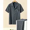 Conjunto de Pijama de Verano para Hombre 100% Algodón Puro con Cuello y Mangas Cortas, Precio de Fábrica (Oro)