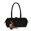 Bolsa de Hombro Bolso de Mano Tipo Bowling con Remaches Nuevo Otoño 2026 para Mujer Gran Capacidad Versátil para Viaje de Negocios y Uso Diario