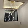 Lámpara de escalera minimalista moderna, lámpara de araña larga, edificio dúplex, sala de estar, villa, personalidad creativa, lámpara de araña de cristal giratoria nórdica