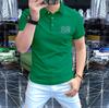 Polo de manga corta transpirable con solapa y diamantes de imitación de alta gama, novedad de verano 2025, camisa de media manga con logotipo personalizado y tendencia empresarial para hombre