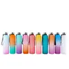 Tampa de aço inoxidável prateada garrafa de boca pequena comércio exterior copo com pintura spray degradê 1L copo espacial com cordão de coleira em estoque
