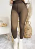 2026 Meia-calça Preta Transparente Plus Size com Forro para Mulheres, Outono e Inverno, Look Perna de Fora