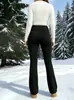 Pantalones de campana gruesos con forro polar para mujer para comercio exterior europeo y americano, pantalones de yoga cálidos de otoño e invierno, levantamiento de glúteos, adelgazantes, elásticos, suministro en stock transfronterizo