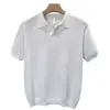 Polo de punto de manga corta para hombre con cuello en V y cuello de gaviota, camiseta calada para verano, venta al por mayor de fábrica transfronteriza, polo estilo old money