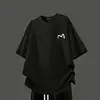 Conjunto Casual Masculino de Verão Novo Respirável Confortável Gola Redonda Versátil Simples Manga Curta Calça Reta Conjunto de Duas Peças