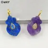 Wt-P2058 Venda Quente Forma Geométrica Pedra Glitter Cor Lápis Lazúli Zircônia Colorida Pedra Incrustada Acessórios de Pingente
