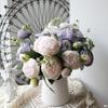 5 Peônias Pequenas, Buquês Pequenos Coreanos, 5 Rosas Philopos, Flores Artificiais, Buquês de Rosas para Casamento em Casa