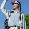 Chaqueta de sol con capucha estilo montaña para mujer, ropa para exteriores de secado rápido, cortavientos y protección UV, chaqueta ligera y transpirable para la piel
