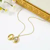 Collar de Acero de Titanio que No se Desvanece para Mujer, Diseño Único de Nicho, Estilo de Celebridad de Internet de Moda, Cadena de Clavícula con Colgante de Cobre Minimalista, Venta Caliente