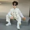 Novo Terno Estilo Chinês para Meninos com Bordado de Panda, Roupa Tradicional Chinesa para Crianças, Conjunto de Colete para Apresentação