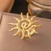 Joias Vintage de Aço Inoxidável Ouro 18K Aço Titânio Anel Aberto Não Desbota Nicho Feminino Sensação de Alta Qualidade