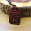 Madera de Azufaifo Golpeada por Rayo Natural Cabeza de Tigre Púrpura Micro Tabú Colgante Colgante Luz Dorada Placa de Madera Portátil No Importa Grabado de Colgante