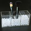 Caja de almacenamiento de brochas de maquillaje de 3 rejillas, transparente, de acrílico puro, con tubo para brochas, estante de exhibición para lápices de cejas de escritorio