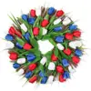Corona de tulipán de imitación para el Día de la Independencia (2025), anillo de puerta, flor decorativa de seda, decoración de pared, adornos colgantes.